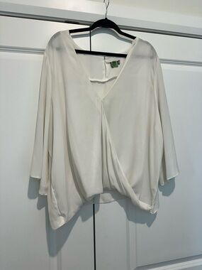 ASOS Cream Wrap-Front V-Neck Blouse